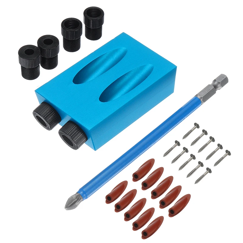 28PCS Woodworking Oblique Hole Locator Drill Bits Pocket Hole Jig Kit 15 Degree Angle Drill Guide Set Hole DIY Carpentry Tools
28PCS Woodworking Oblique Hole Locator Drill Bits Pocket Hole Jig Kit 15 Degree Angle Drill Guide Set Hole DIY Carpentry Tools