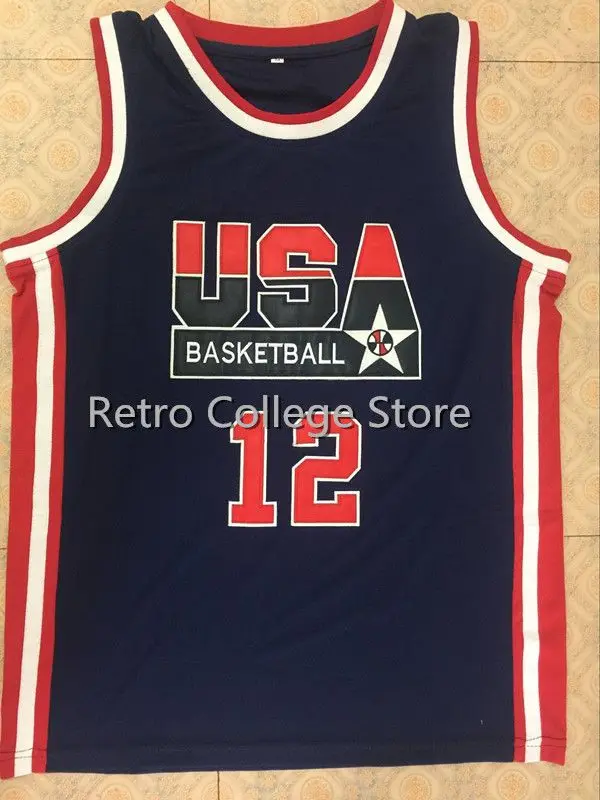 

14 Charles Barkley 12 John Stockton 15 Magic Johnson 1992 USA Dream Team Men's Basketball jersey Stitched Embroidery
