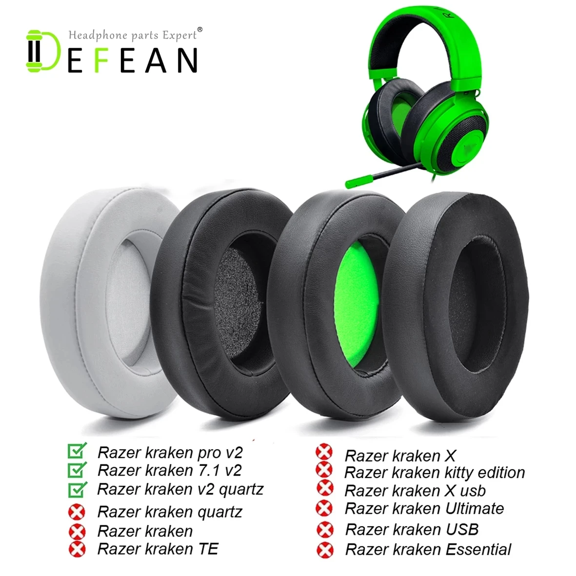 Replacement Earpads Foam Ear Pads Cushions For Razer Kraken 7.1 Chroma V2 USB Gaming Pro V2 Headphone Earmuffs
Replacement Earpads Foam Ear Pads Cushions For Razer Kraken 7.1 Chroma V2 USB Gaming Pro V2 Headphone Earmuffs
