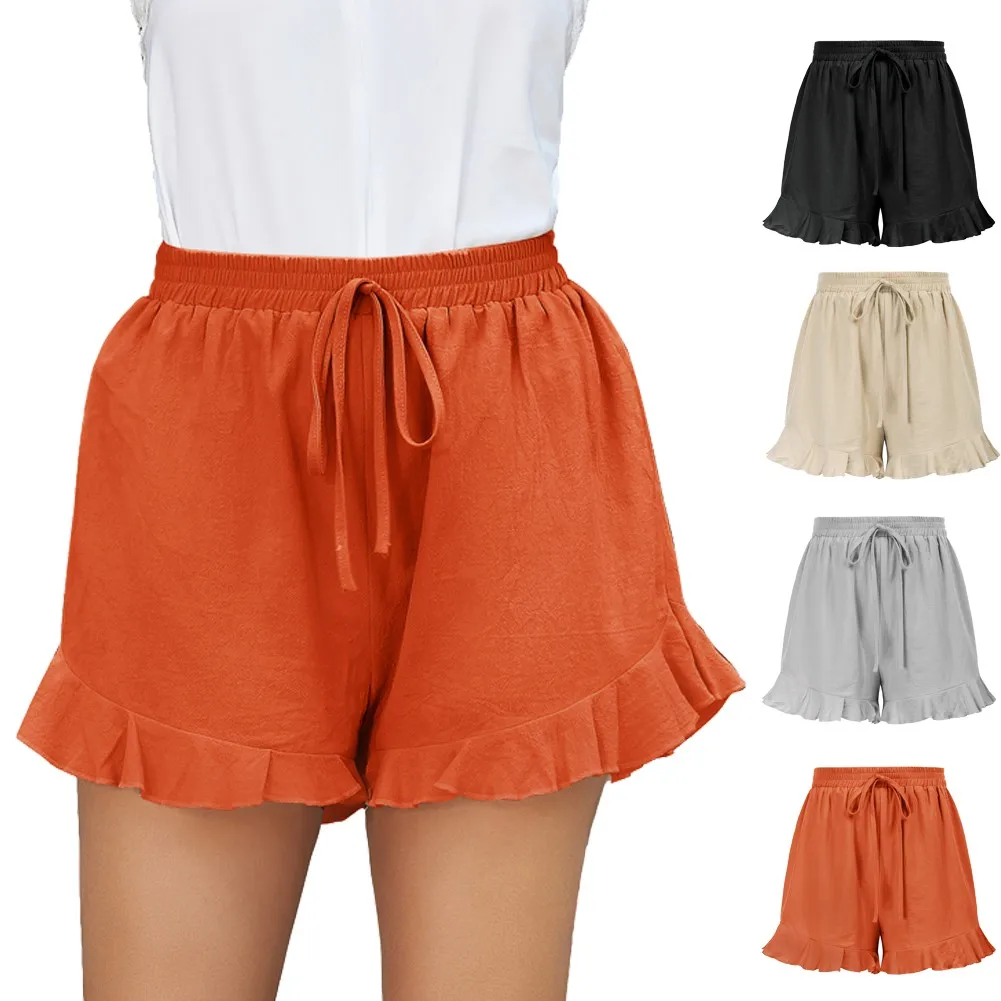 Summer Shorts Fashion Women Wide Legs Shorts Solid Color Loose Fit Elastic Waist Pockets Ruffles Decor High Waist Shorts Ladies
Summer Shorts Fashion Women Wide Legs Shorts Solid Color Loose Fit Elastic Waist Pockets Ruffles Decor High Waist Shorts Ladies