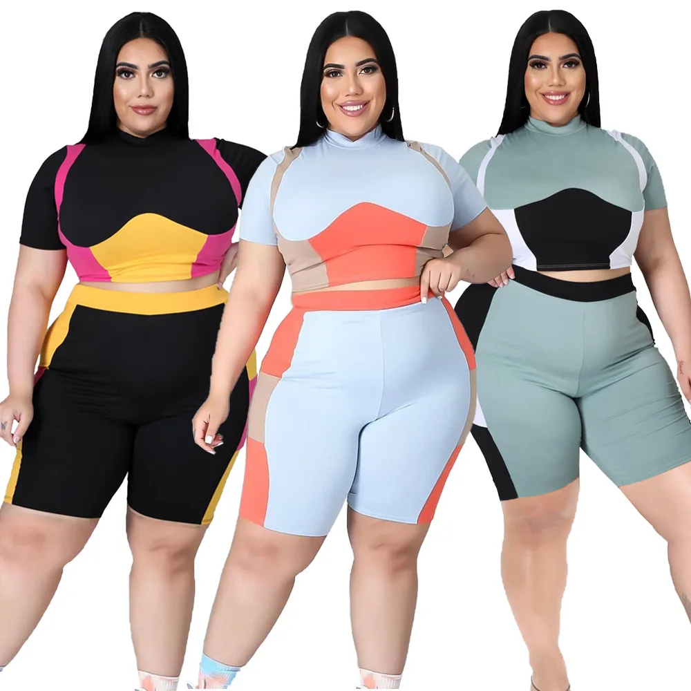 Plus Size Women 's Clothes Two Piece Suit Fashion Color Contrast Printing Sports Turtleneck Tops Stretch Set 
Plus Size Women 's Clothes Two Piece Suit Fashion Color Contrast Printing Sports Turtleneck Tops Stretch Set