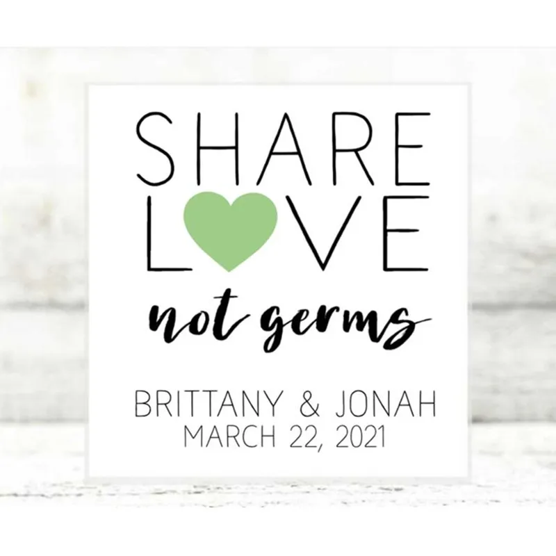 Personalized Mini Sanitizer Labels for Wedding, Shower, Elopement -Party Favor Labels - Share Love, Not Germs - Gift for guests
Personalized Mini Sanitizer Labels for Wedding, Shower, Elopement -Party Favor Labels - Share Love, Not Germs - Gift for guests