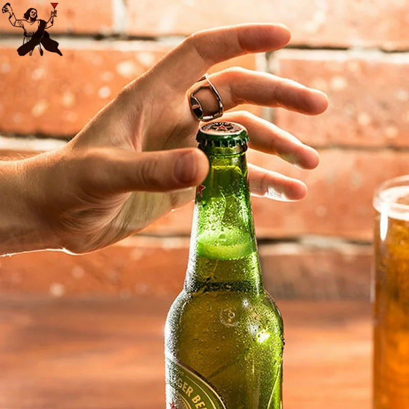 Wine Beer Bottle Opener Corkscrew Versatile Stainless Steel Finger Ring Ring-Shape Beer Bottle Opener Bar Tool
Wine Beer Bottle Opener Corkscrew Versatile Stainless Steel Finger Ring Ring-Shape Beer Bottle Opener Bar Tool