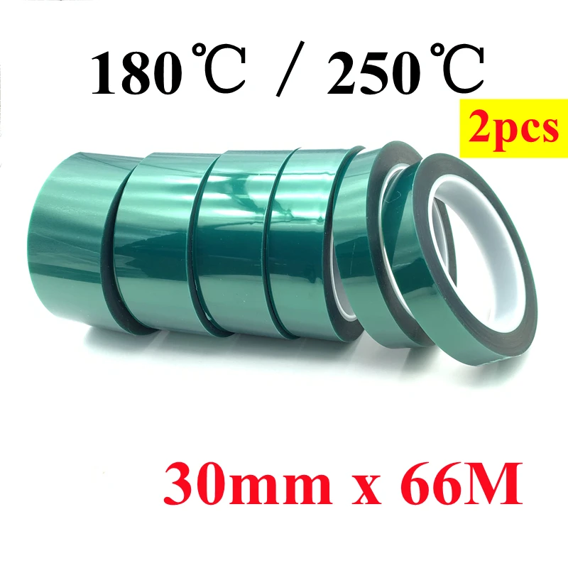 

2pcs 30mm x 66m Green PET Film Tape High Temperature Heat Resistant PCB Solder Plating Spray Paint Insulation Protection