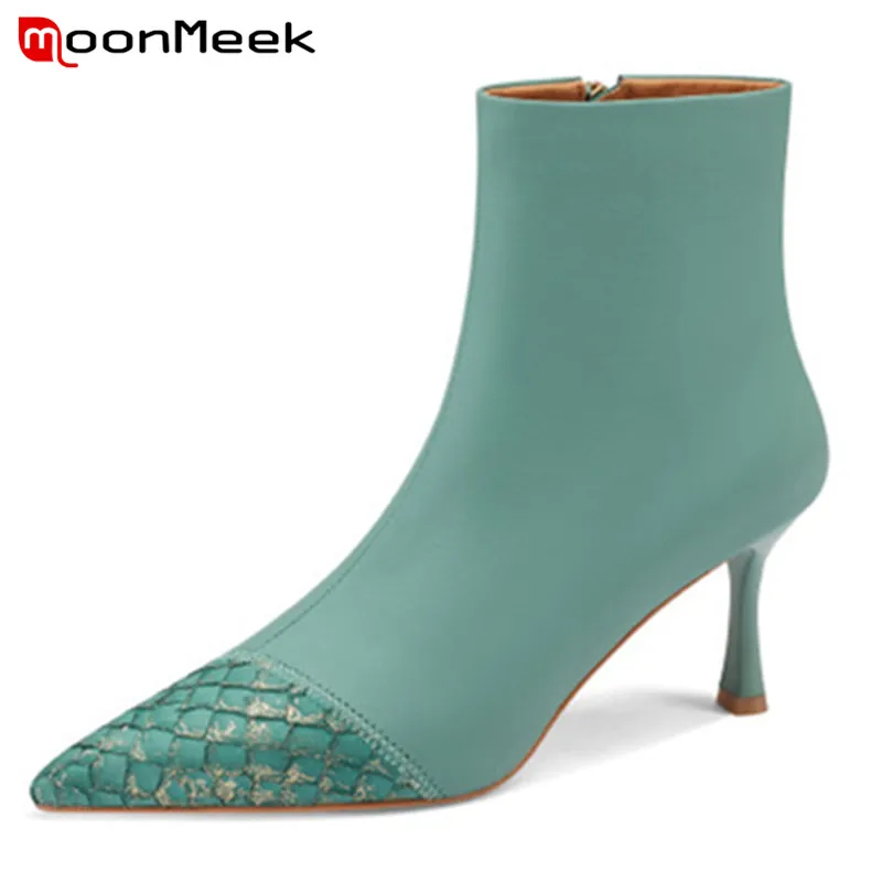 MoonMeek 2021 Newest Thin High Heels Dress Party Shoes Women Boots Pointed Toe Winter Genuine Leather Shoes Women Ankle Boots
MoonMeek 2021 Newest Thin High Heels Dress Party Shoes Women Boots Pointed Toe Winter Genuine Leather Shoes Women Ankle Boots