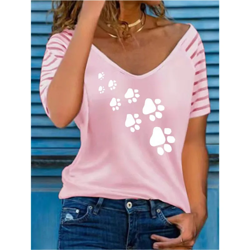 Urban Casual Loose Hedging Short-Sleeved Cute Fresh and Sweet Bear Paw Print V-Neck T-Shirt Summer Women's Clothing Top 2021
Urban Casual Loose Hedging Short-Sleeved Cute Fresh and Sweet Bear Paw Print V-Neck T-Shirt Summer Women's Clothing Top 2021