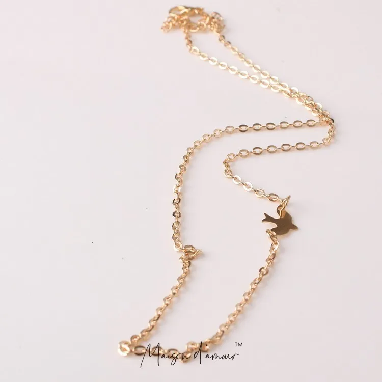 Fashion Simple Tiny Peace Bird Dove Flying Chain Necklace Cute Chicks Swallow Baby For Women Girl Animal Jewelry | Украшения и