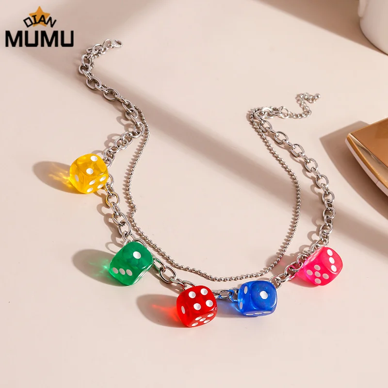 New exaggerated funny five-color mixed dice necklace Beng Di Tu cool female fashion geometric personality necklace jewelry
New exaggerated funny five-color mixed dice necklace Beng Di Tu cool female fashion geometric personality necklace jewelry
