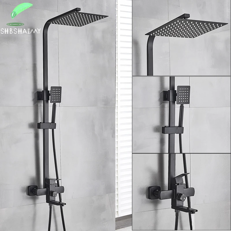 SHBSHAIMY Matte Black Bathroom Shower Faucet Wall Mounted 8" Thermostatic Shower Set Square Rainfall Hot Cold Water Bath Spout
SHBSHAIMY Matte Black Bathroom Shower Faucet Wall Mounted 8" Thermostatic Shower Set Square Rainfall Hot Cold Water Bath Spout