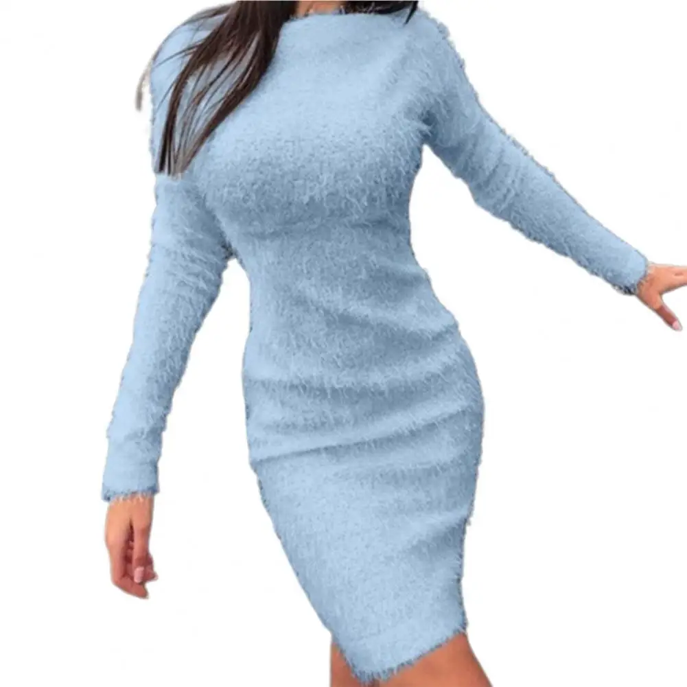 Women Knitted Dress Long Sleeve Sweater Solid Color Round Neck Tight Waist Slim Fit Autumn Winter Long Sweater Dress Daily Wear
Women Knitted Dress Long Sleeve Sweater Solid Color Round Neck Tight Waist Slim Fit Autumn Winter Long Sweater Dress Daily Wear