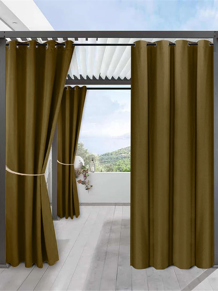 2 Panel Waterproof Pergola Outdoor Curtain For Garden Patio Full Blackout Curtains Bedroom Living Room Bath Drape |