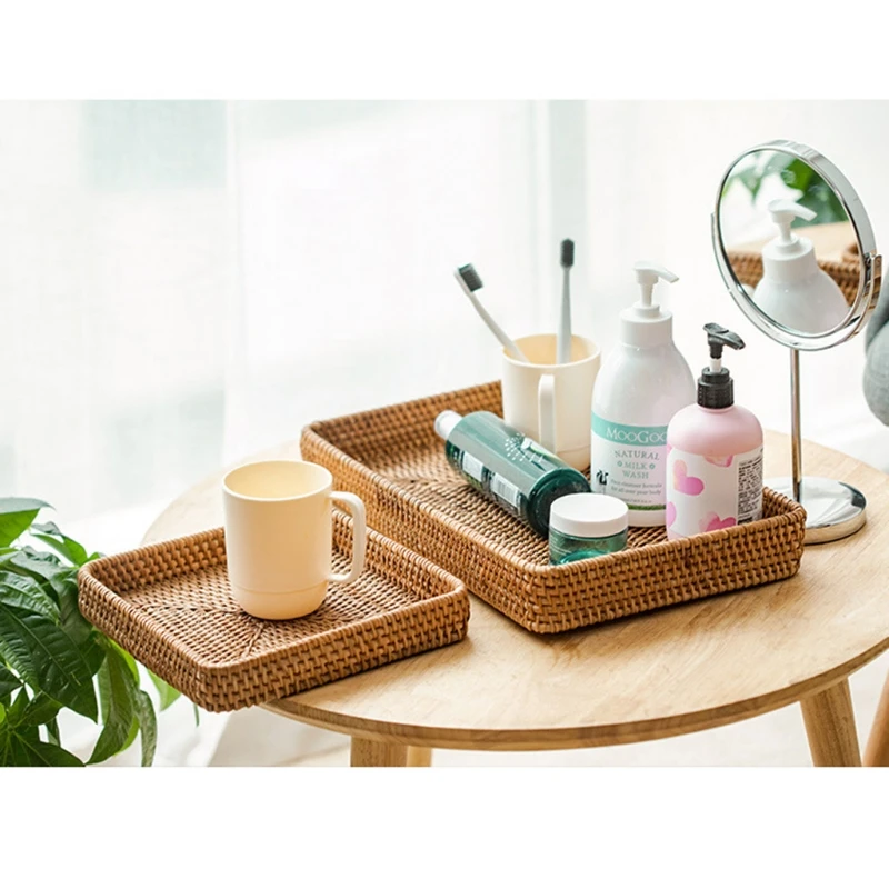 Rattan Storage Basket Rectangular Wicker Hand Woven Fruit Candy Bread Organizer
Rattan Storage Basket Rectangular Wicker Hand Woven Fruit Candy Bread Organizer