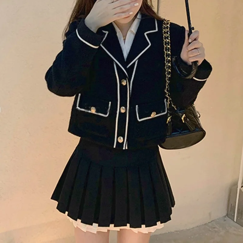 2021 Autumn Y2k Black Jackets Women Casual Single Breasted Preppy Style Fashion Short Coats Female Korean Fashion Clothings Chic
2021 Autumn Y2k Black Jackets Women Casual Single Breasted Preppy Style Fashion Short Coats Female Korean Fashion Clothings Chic