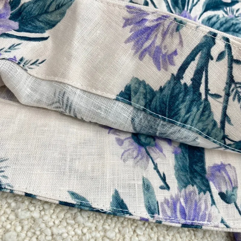 2021 White Neck-mounted Sleeveless Ankle Length Dresses Ladies Beach Style Purple Flower Green Plants Print High Quality Linen 
2021 White Neck-mounted Sleeveless Ankle Length Dresses Ladies Beach Style Purple Flower Green Plants Print High Quality Linen