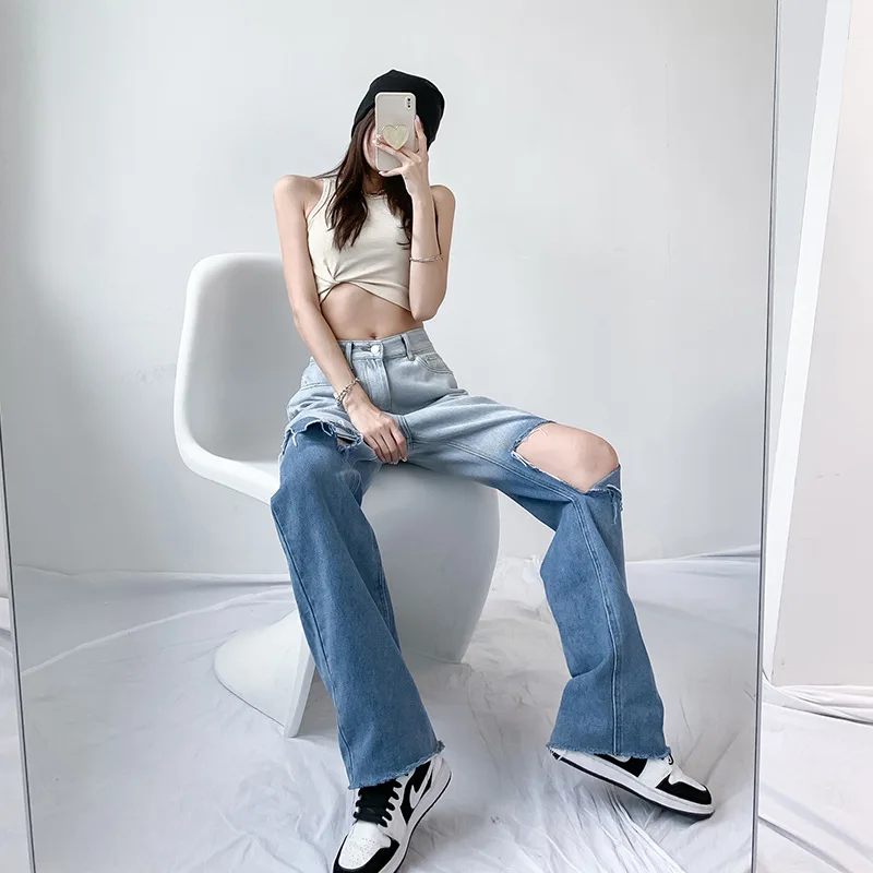 Женские тонкие брюки с высокой талией, прямые свободные брюки с широкими штанинами в стиле Instagram, лето 2021
Женские тонкие брюки с высокой талией, прямые свободные брюки с широкими штанинами в стиле Instagram, лето 2021