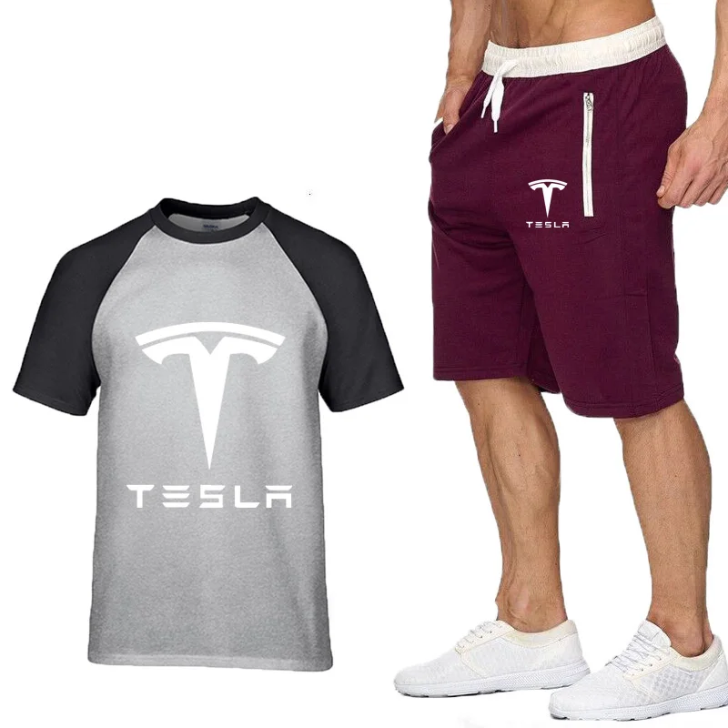 Summer Men's short sleeve Tesla Car Logo casual Solid color Cotton Crew neck Short Sleeve Mens T-Shirt+Pants Suit 2Pcs
Summer Men's short sleeve Tesla Car Logo casual Solid color Cotton Crew neck Short Sleeve Mens T-Shirt+Pants Suit 2Pcs