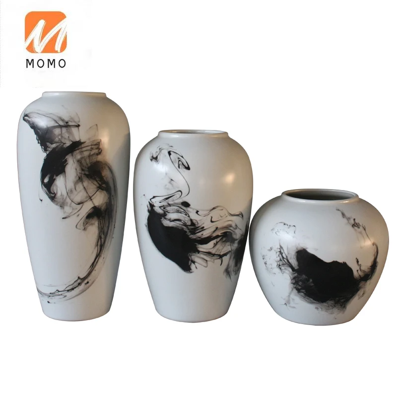 

Керамический матовый белый фарфоровый горшок ручной работы, художественная китайская простая ваза для цветов в гостиной, украшение для цве...