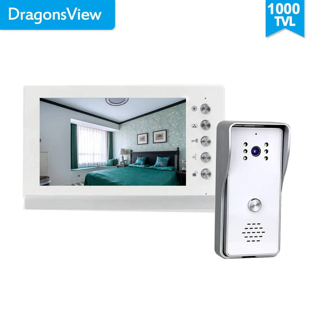 Видеодомофон Dragonsview с экраном 7 дюймов домофон камерой 1000TVL разблокировка
