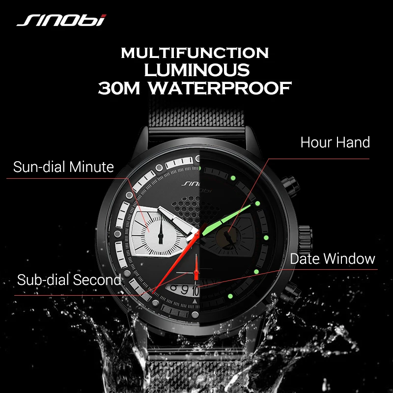 SINOBI Casual Sport Men Watches Fashion Creative Male Hero Iron Man Chronograph Quartz Clock Steel Waterproof Man Watch
SINOBI Casual Sport Men Watches Fashion Creative Male Hero Iron Man Chronograph Quartz Clock Steel Waterproof Man Watch