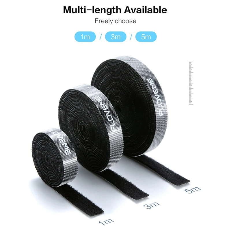 5/3/1M Ultra Thin Micro Soft Nylon Hook Buckled Magic Tape Clip Holder Cable Ties Strap Bandage | Электроника