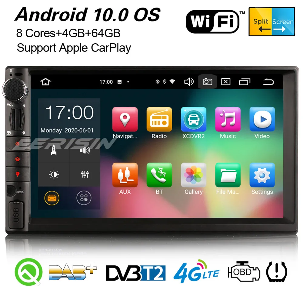 Erisin 8149 8 ядерный Android 10 0 Универсальный двойной 2 DIN автомобильный стерео CarPlay DAB +