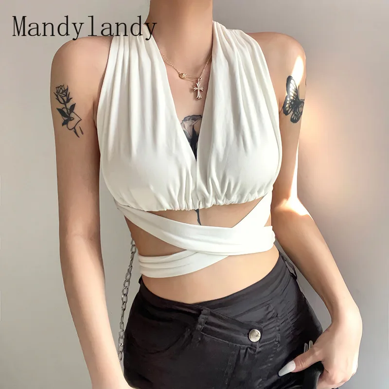Mandylandy Women Sexy Bandage Halter Vest Shirt Crop Top Ladies Elegant Sleeveless Backless Lace Up Short T-shirt
Mandylandy Women Sexy Bandage Halter Vest Shirt Crop Top Ladies Elegant Sleeveless Backless Lace Up Short T-shirt