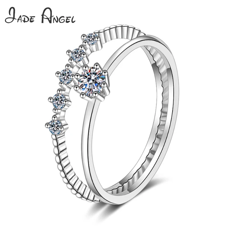 JADE ANGEL 925 Sterling Silver Ring Light Luxury 0.1 Carat Moissanite Platinum Plated Double Layer Ladies Party Gift Ring
JADE ANGEL 925 Sterling Silver Ring Light Luxury 0.1 Carat Moissanite Platinum Plated Double Layer Ladies Party Gift Ring