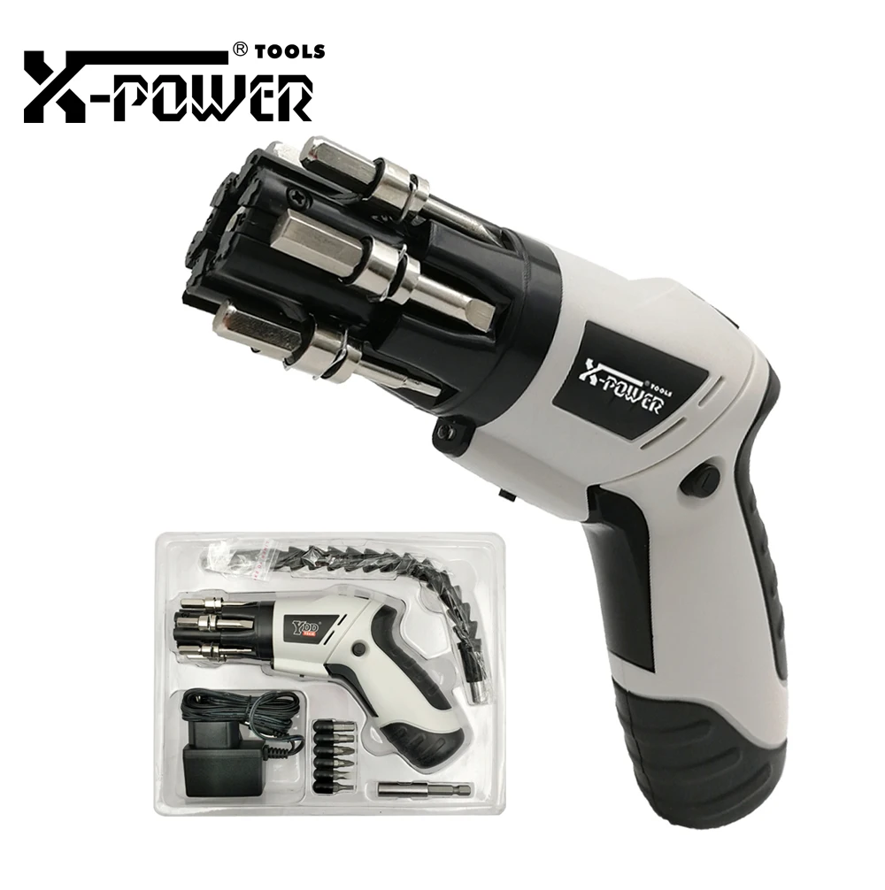 X-power Electric Screwdriver Set Cordless Screw Gun Kit Quick Change 6 Bits With Flexible Shaft 6pcs Extra Bits For Home DIY Use
X-power Electric Screwdriver Set Cordless Screw Gun Kit Quick Change 6 Bits With Flexible Shaft 6pcs Extra Bits For Home DIY Use