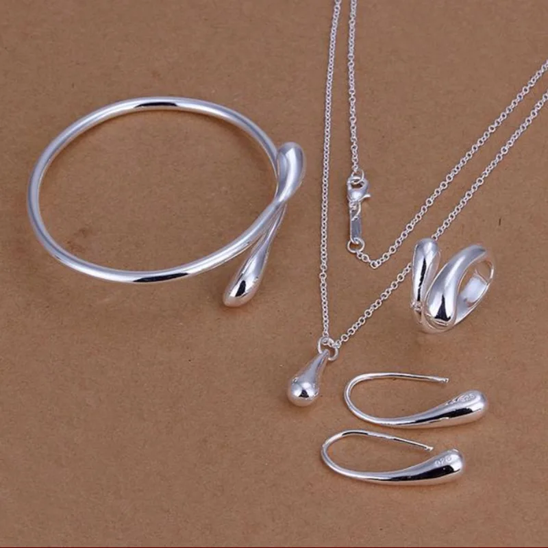 925 sterling Silver Wedding women high-quality classic drop bracelets earrings necklace rings fashion jewelry sets
925 sterling Silver Wedding women high-quality classic drop bracelets earrings necklace rings fashion jewelry sets