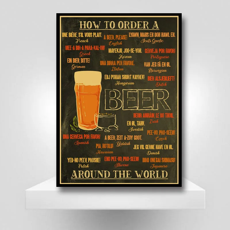 Карта пива в виде рецепта ретро постер из крафт-бумаги украшение для дома