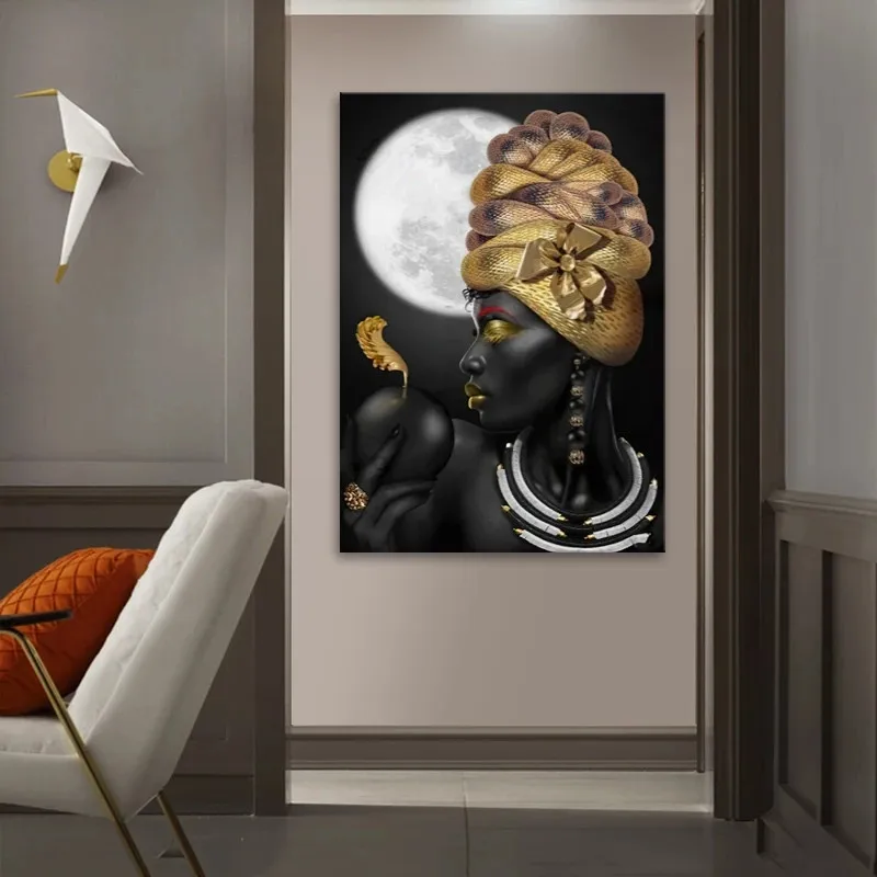 African Woman Canvas Painting Golden and Black Women Posters And Prints Scandinavian Wall Decor Art Pictures For Home Design 
African Woman Canvas Painting Golden and Black Women Posters And Prints Scandinavian Wall Decor Art Pictures For Home Design