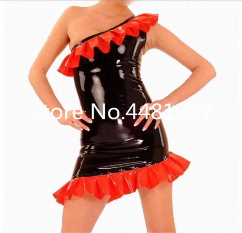 Sexy Black Latex Strapless Skirts with Red Lace Fetish Costumes Lady Tights Dress Party Wear Plus Size
Sexy Black Latex Strapless Skirts with Red Lace Fetish Costumes Lady Tights Dress Party Wear Plus Size