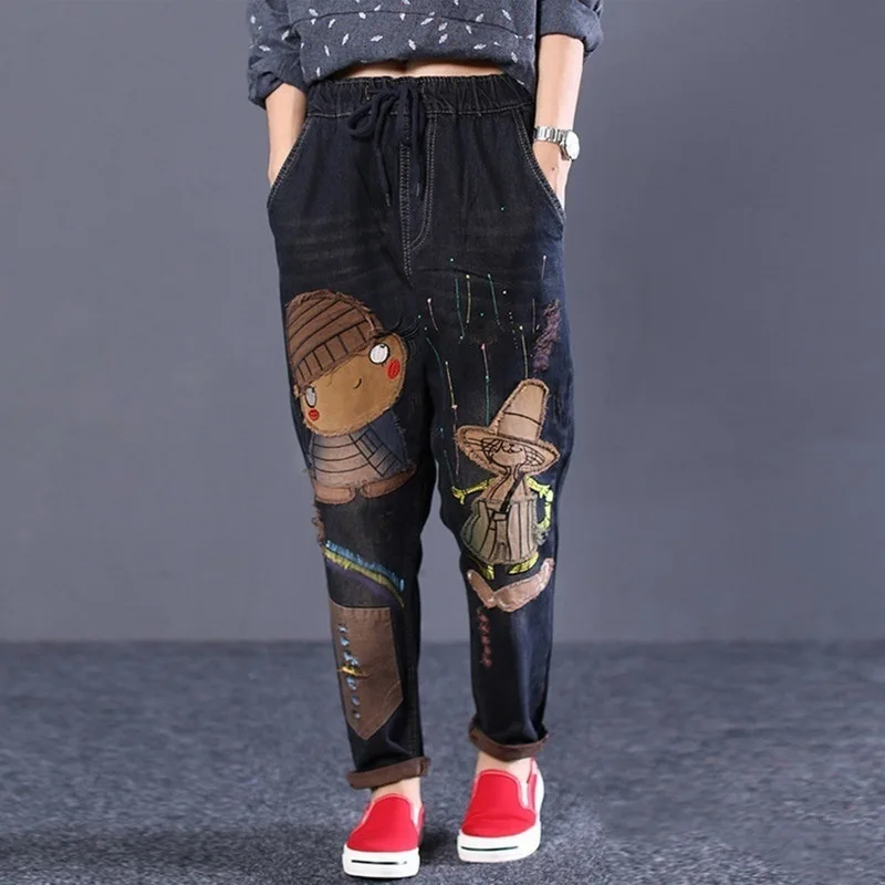 Fashion Woman Jeans Harlan Pencil Pants Straight Cute Female Denim Long Pants Trousers Vintage Cartoon Figure Printed Women Jean
Fashion Woman Jeans Harlan Pencil Pants Straight Cute Female Denim Long Pants Trousers Vintage Cartoon Figure Printed Women Jean
