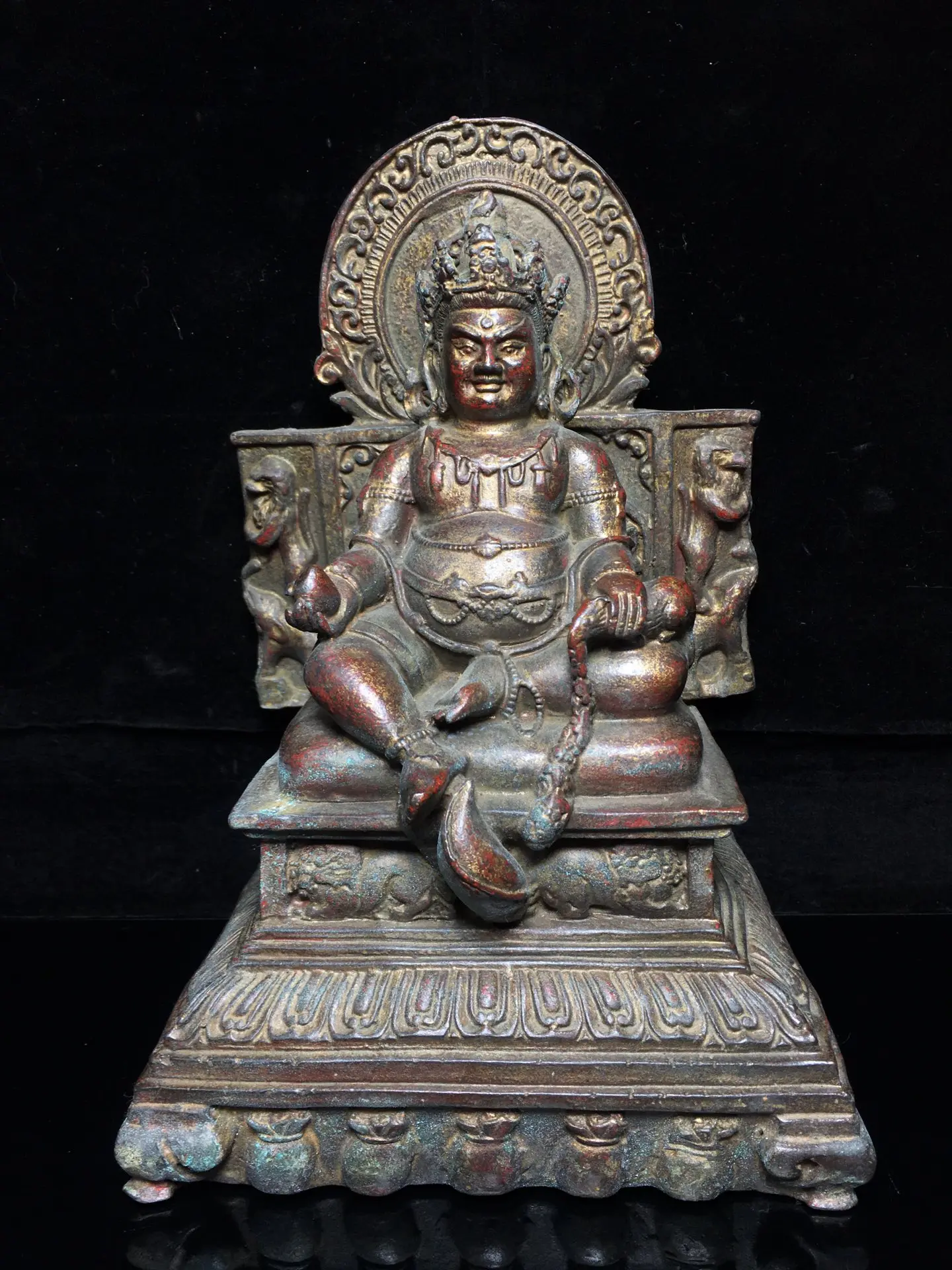 Home Decor 11" Tibet Buddhism Old Bronze Cinnabars Yellow God of Wealth Buddha Statue Tantra Protector Enshrine the Buddha
Home Decor 11" Tibet Buddhism Old Bronze Cinnabars Yellow God of Wealth Buddha Statue Tantra Protector Enshrine the Buddha