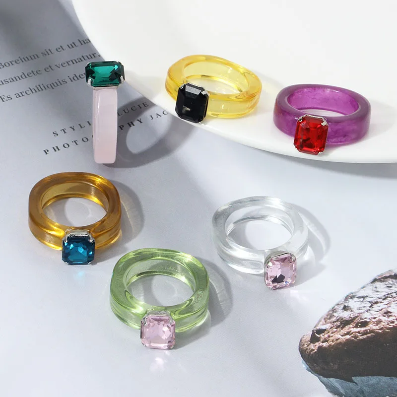 1pcs Colorful Transparent Resin Acrylic Crystal Rhinestone Simple Geometric Square Round Rings Set for Women Trendy Jewelry
1pcs Colorful Transparent Resin Acrylic Crystal Rhinestone Simple Geometric Square Round Rings Set for Women Trendy Jewelry