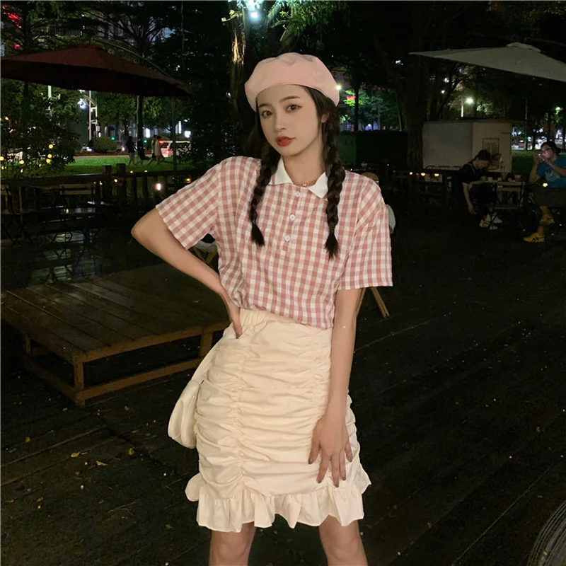 Shirt Female Plaid Short-sleeved Shirt Female Design Sense Niche Summer New Korean Style Slim Slim Top
Shirt Female Plaid Short-sleeved Shirt Female Design Sense Niche Summer New Korean Style Slim Slim Top