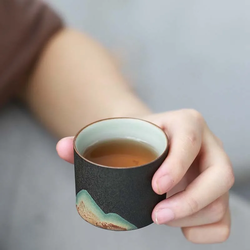 

1 шт. керамическая кофейная чашка в японском стиле, фарфоровые индивидуальные одинарные керамические чайные чашки, посуда для напитков, кру...