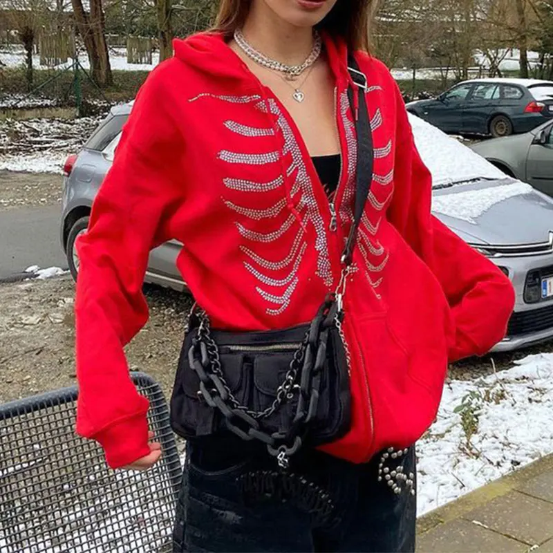 Женская осенне-зимняя уличная одежда, темная Повседневная Верхняя одежда, толстовка Стразы со скелетом, черные толстовки большого размера ...
Женская осенне-зимняя уличная одежда, темная Повседневная Верхняя одежда, толстовка Стразы со скелетом, черные толстовки большого размера ...