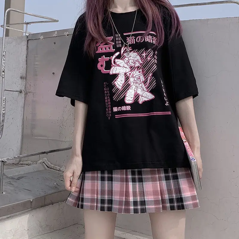 Aesthetic Camisas Mujer Harajuku T-Shirt Kawaii Ninja Cat Print Black Summer Korean pop Streetwear Women chic casual Tops Tees 
Aesthetic Camisas Mujer Harajuku T-Shirt Kawaii Ninja Cat Print Black Summer Korean pop Streetwear Women chic casual Tops Tees