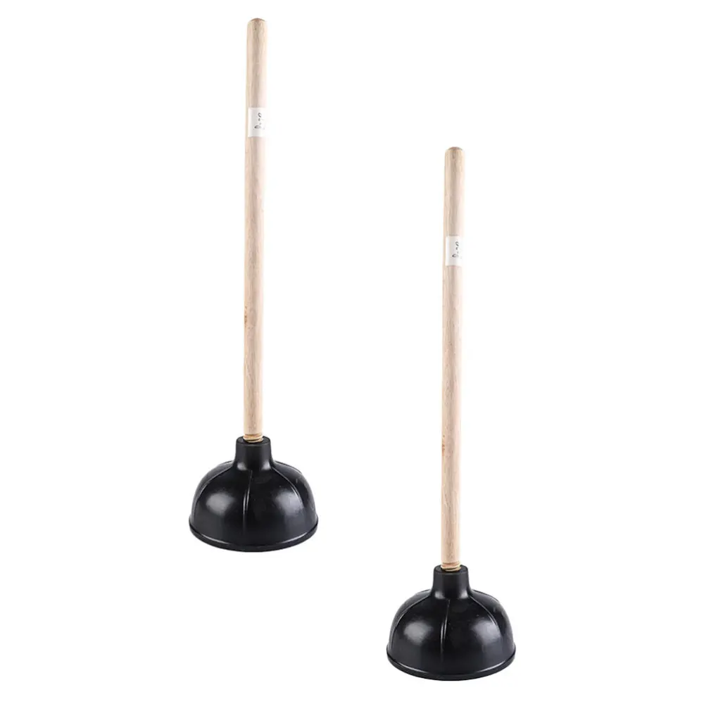 2Pcs Toilet Closestool Plunger Toilet Dredging Tools Sewer Pipe Cleaner (Black)
