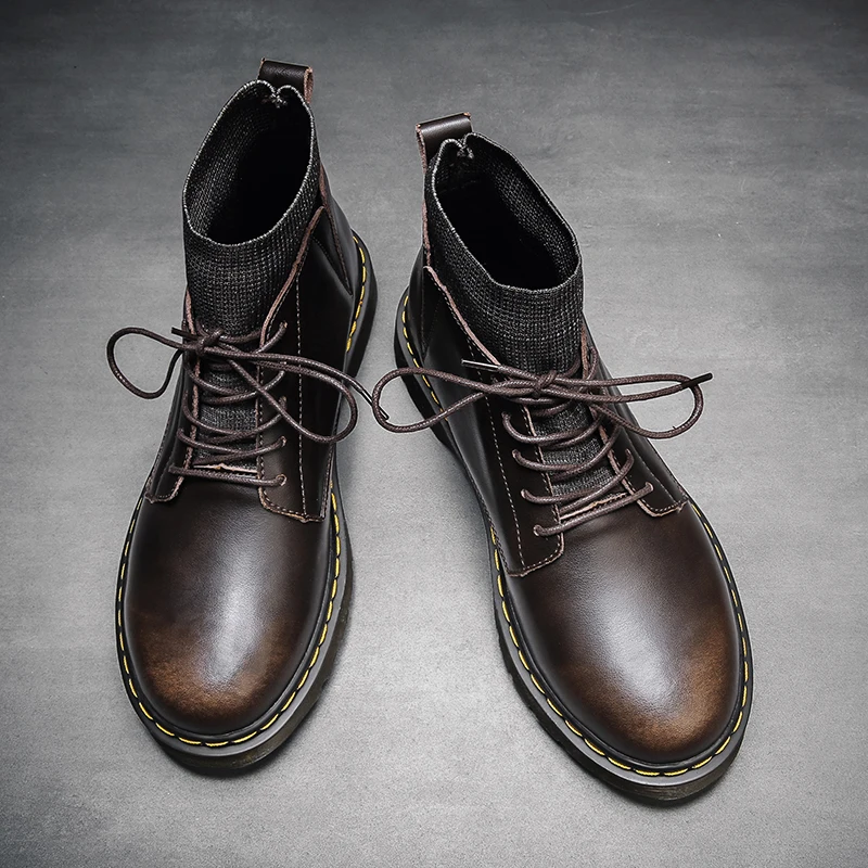 Autumn Winter Men's Thick Soled Leather Round Head Lace Up Middle Tube Tooling Boots Comfortable Non Slip Casual Leather Boots
Autumn Winter Men's Thick Soled Leather Round Head Lace Up Middle Tube Tooling Boots Comfortable Non Slip Casual Leather Boots