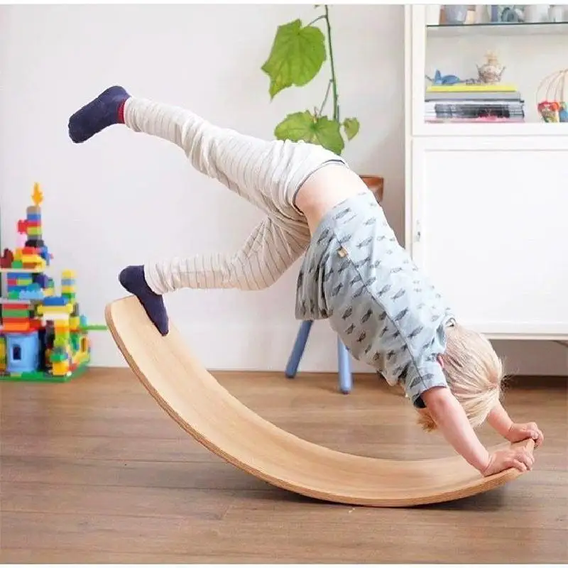 

Montessori Children's Sensory Integration Training Wooden Balance Board Curved Seesaw Yoga Fitness Equipment Baby Sports Toys