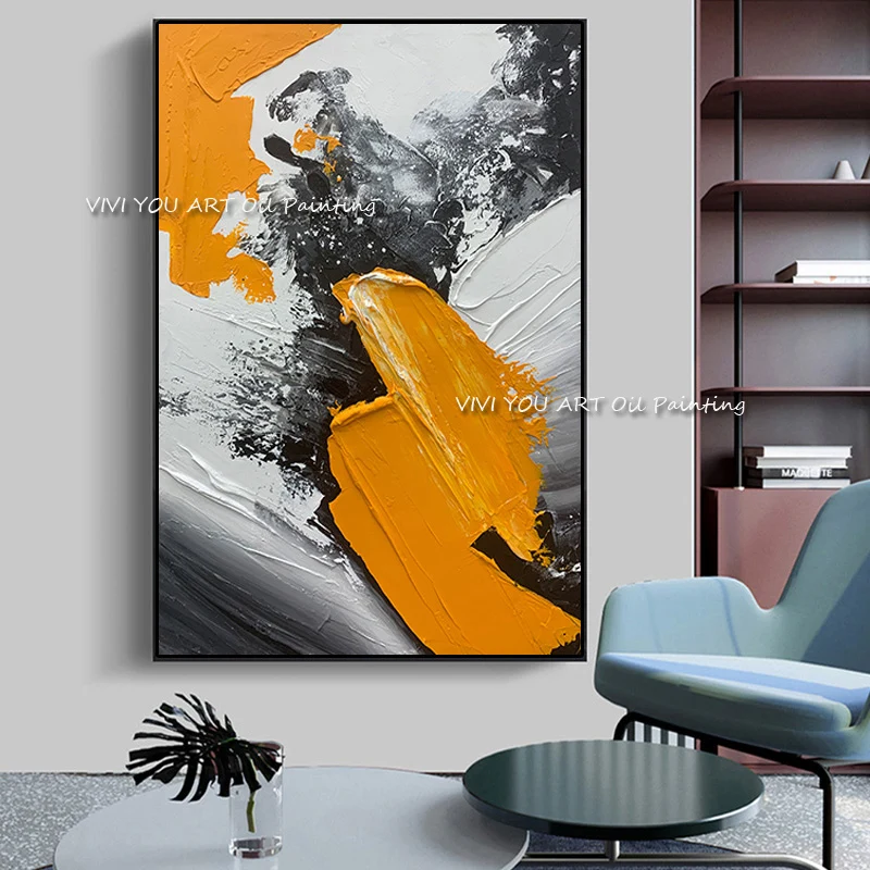 Modern Abstract 3D black and white yewllow Thick Art Handmade Oil Painting Canvas Pictures Art Wall Artwork For family Decorate
Modern Abstract 3D black and white yewllow Thick Art Handmade Oil Painting Canvas Pictures Art Wall Artwork For family Decorate