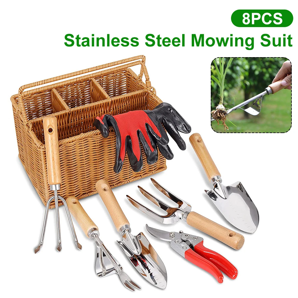 8 Pcs Garden Tool Set Stainless Steel Heavy Duty Gardening Tools With Basket Ergonomic Wood Handle Gifts For Men Women
8 Pcs Garden Tool Set Stainless Steel Heavy Duty Gardening Tools With Basket Ergonomic Wood Handle Gifts For Men Women