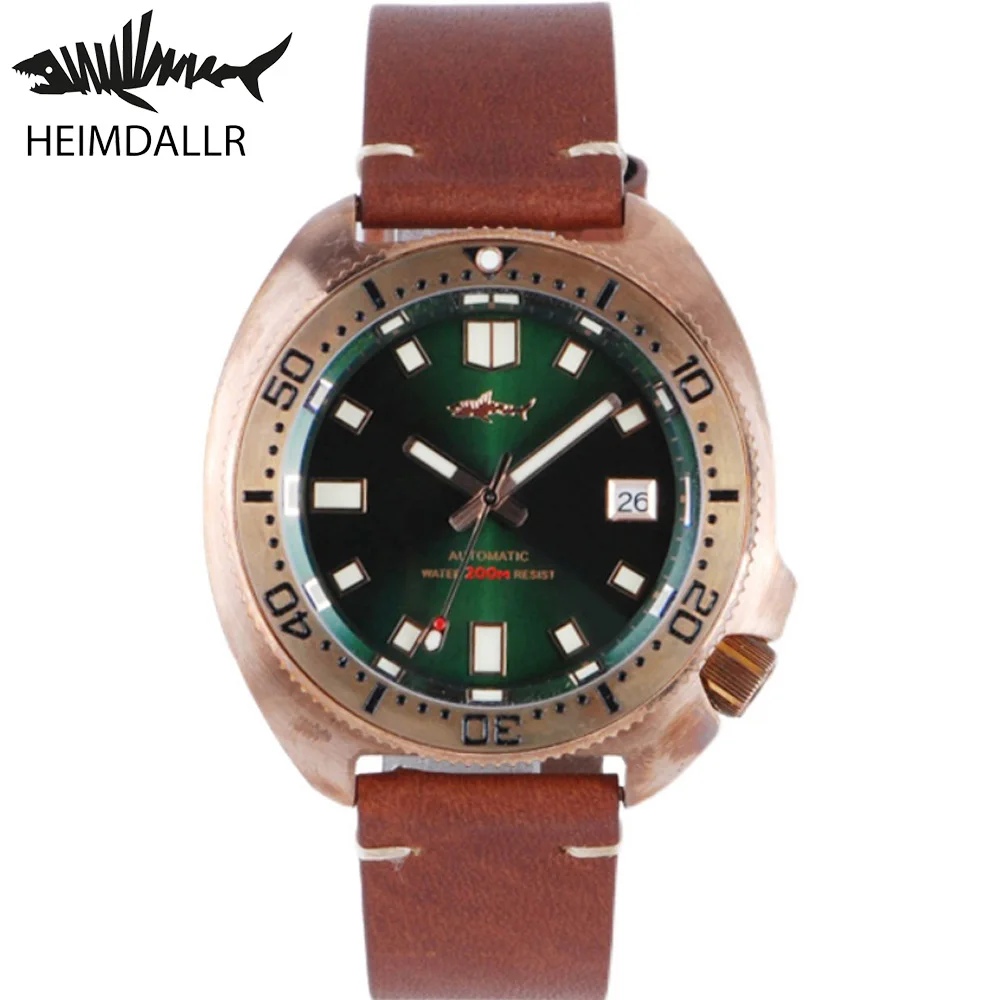 Heimdallr Men's Turtle Diver Watch Green Dial Brushed CuSn8 Bronze Case Sapphire Crystal NH35 Automatic Movement Leather Band
Heimdallr Men's Turtle Diver Watch Green Dial Brushed CuSn8 Bronze Case Sapphire Crystal NH35 Automatic Movement Leather Band
