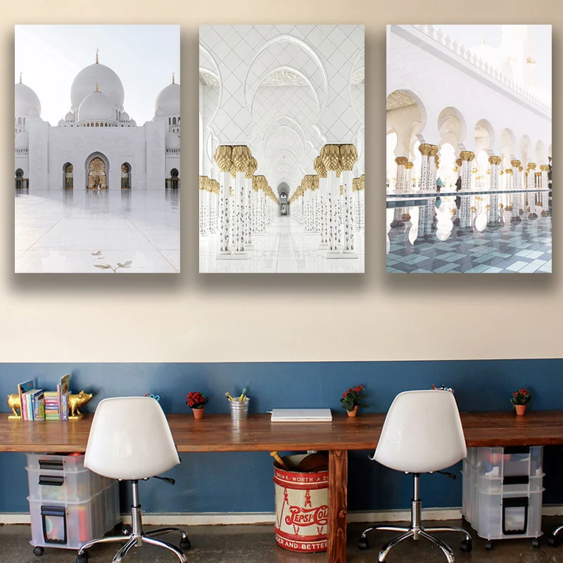 Beautiful Mosque White and Gold Arch Moroccan Islamic Canvas Painting Wall Pictures Art Poster Print for Living Room Home Decor
Beautiful Mosque White and Gold Arch Moroccan Islamic Canvas Painting Wall Pictures Art Poster Print for Living Room Home Decor