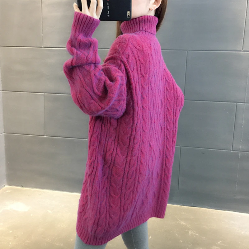 Women's Turtleneck Thick Autumn Winter Solid Loose Korean Style Casual Ladies Long Sweaters Jumper Knitted Wear for Female
Women's Turtleneck Thick Autumn Winter Solid Loose Korean Style Casual Ladies Long Sweaters Jumper Knitted Wear for Female