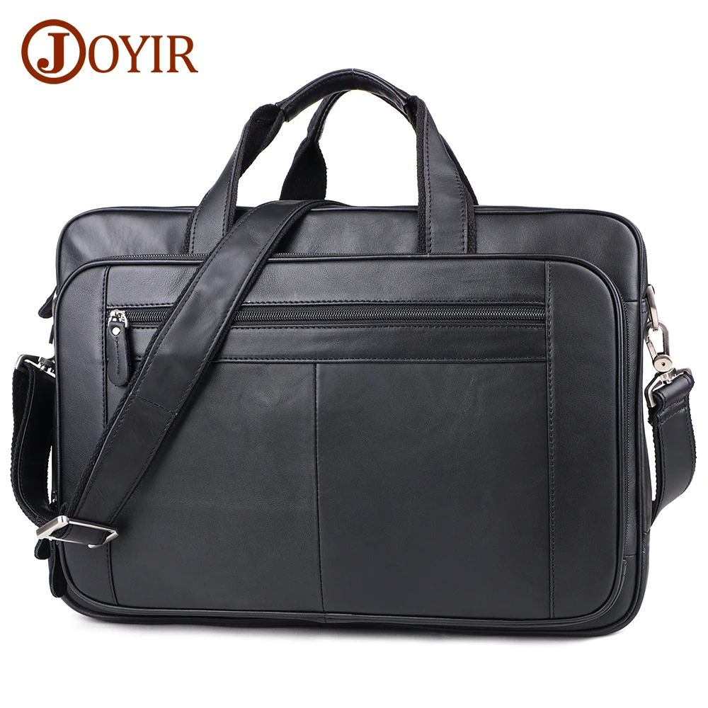 

JOYIR Genuine Leather Men Briefcase Male Portfolio 15.6" 17" Laptop Business Travel Messenger Bag Large Capacity Shoulder Bag