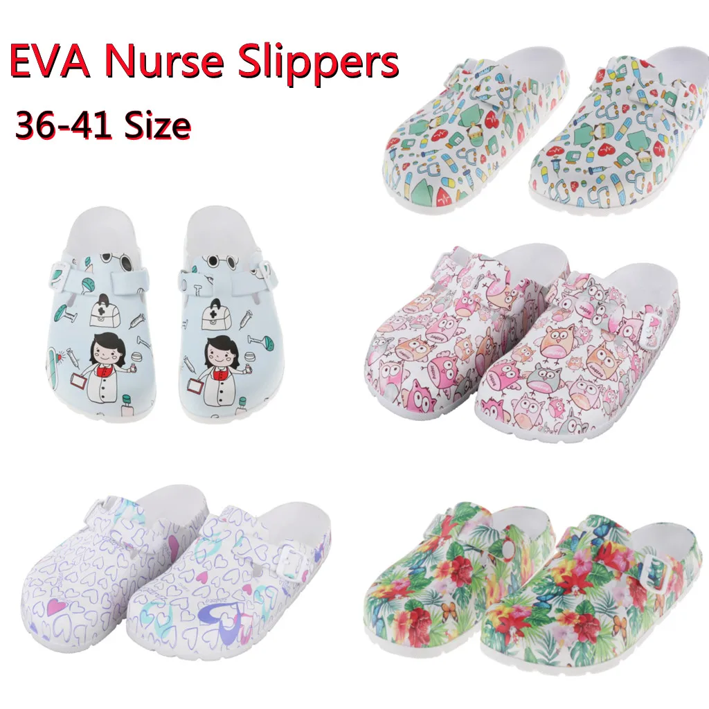

Women Slippers Nursing Shoes Operating Room Slippers Laboratory EVA Shoes Anti-slip Nurse Slippers Cute Cartoon Shoes