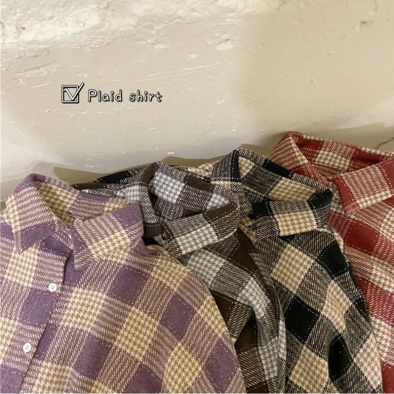 Women Shirts Plaid Simple Autumn Retro All-match Woolen Thick Tops Female Loose Daily Ulzzang Korean Style Soft Casual Students
Women Shirts Plaid Simple Autumn Retro All-match Woolen Thick Tops Female Loose Daily Ulzzang Korean Style Soft Casual Students